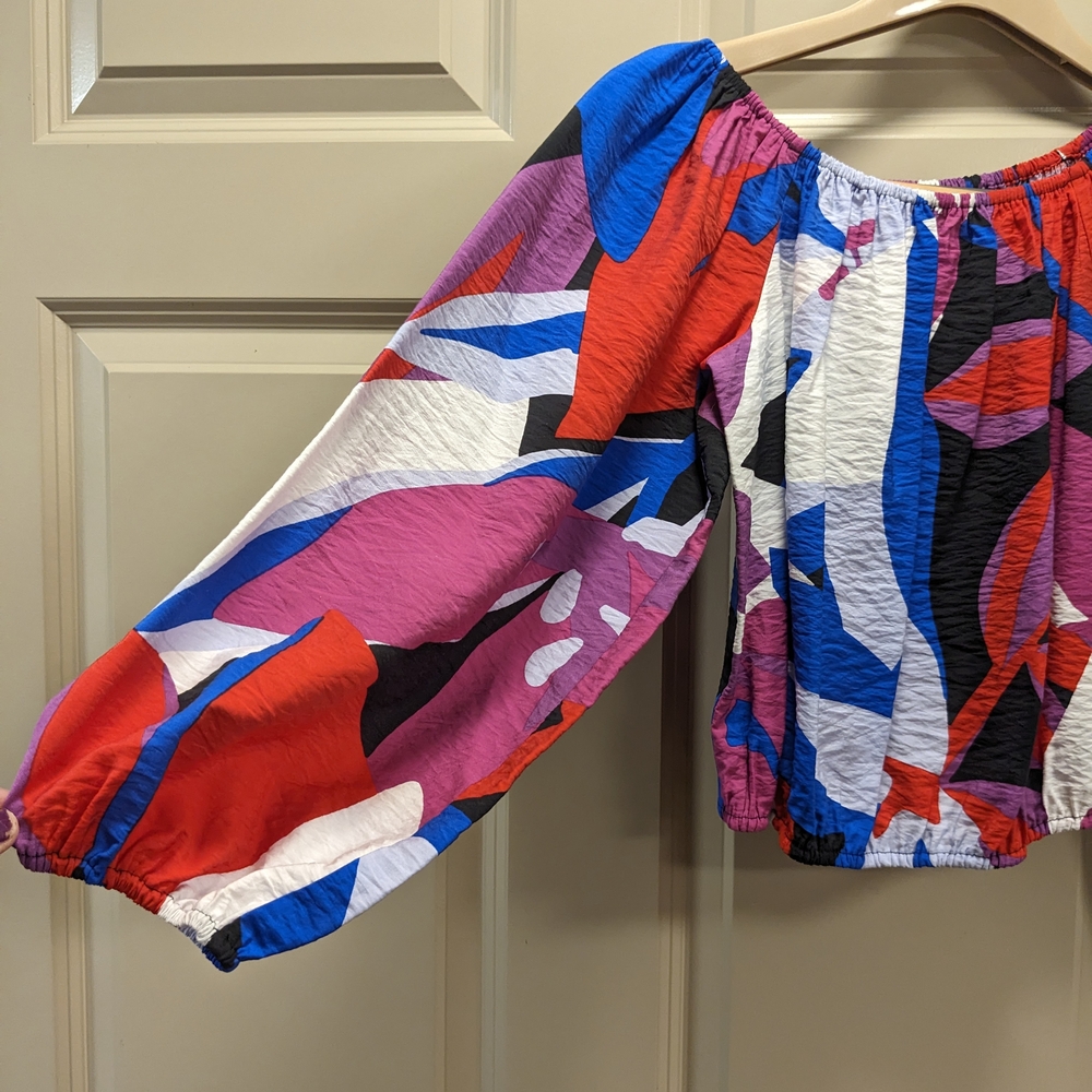 Nine West  Cropped Bracelet Sleeve Off The Shoulder Top- Size XS - Picture 8 of 14